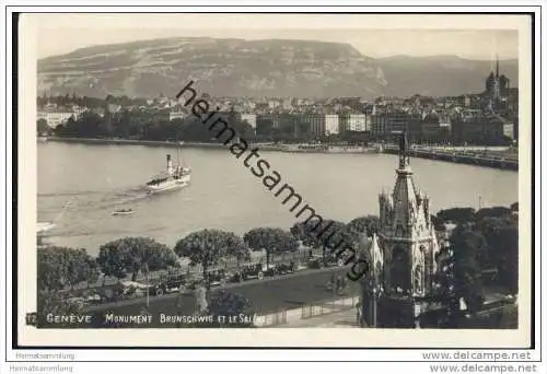 Genève - Monument Brunschwig et le Saleve - Foto-AK