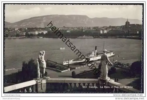 Geneve - La Rade et Vue sur la Ville - Dampfer Evian - Foto-AK