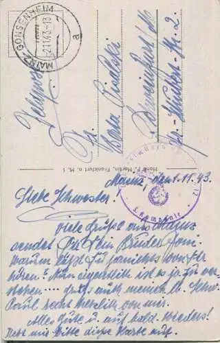 Mainz - Gutenberg-Denkmal - Feldpost - Briefstempel - Verlag Hano F. Martin Frankfurt