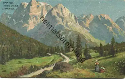 Cima Tosa - Monte Crozon und Fracinglo - Künstlerkarte signiert Rob. Kämmerer