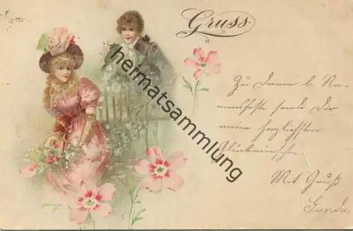 Grusskarte - gel. 1898