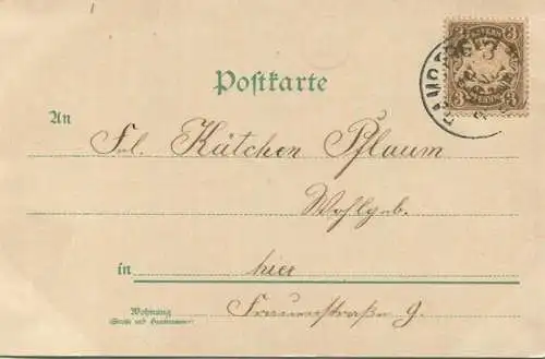Grusskarte - gel. 1898