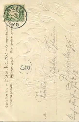 Liebespaar - Ich schnitt es gern in alle Rinden ein - Prägedruck - Verlag Gebr. Metz gel. 1902