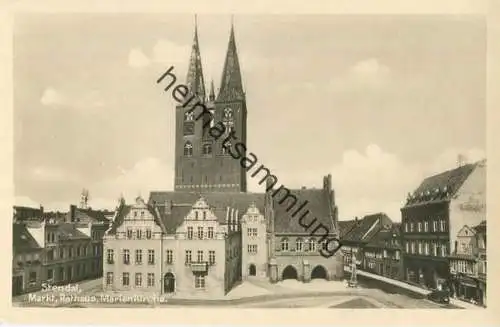 Stendal - Markt - Rathaus - Marienkirche - Foto-AK - Verlag Trinks & Co. Leipzig