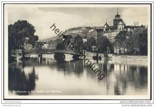 Heilbronn - Neckar mit Wartberg - Foto-AK