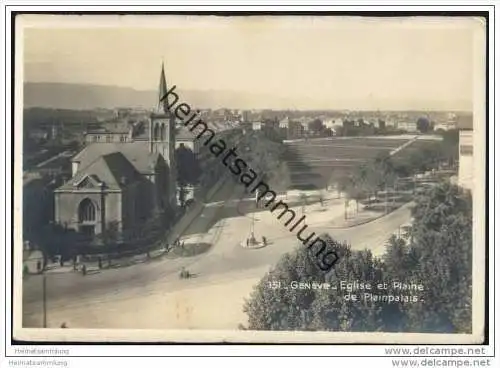 Geneve - Eglise et Plaine de Plainpalais - Foto-AK 20er Jahre