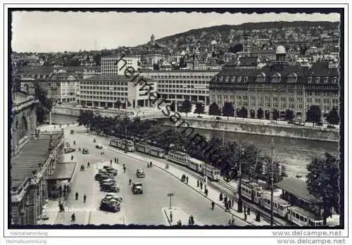 Zürich - Bahnhofquai - Strassenbahn - Foto-AK