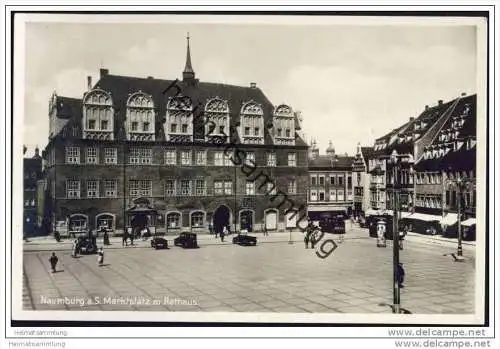 Naumburg an der Saale - Marktplatz und Rathaus - Foto-AK 40er Jahre