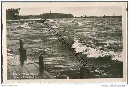 Waren - Sturm auf der Müritz - Foto-AK