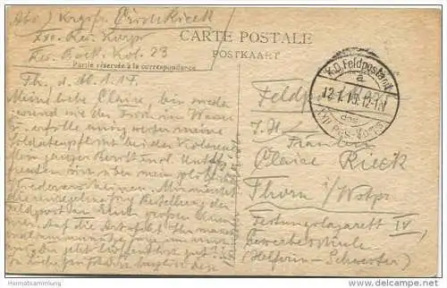 Ypres - Ieper - Porte de Lille - Feldpost gel. 1915