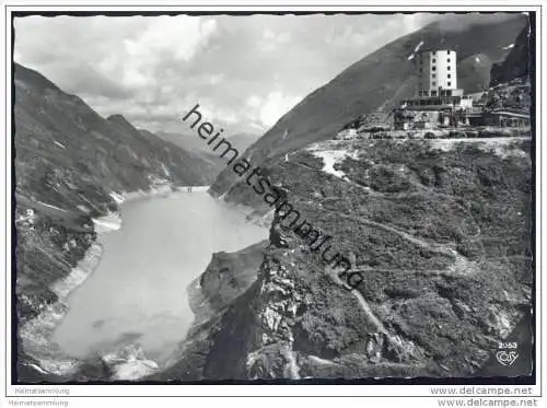 Berghaus Mooserboden mit Stausee Wasserfallboden und Limberg-Sperre - Foto-AK Grossformat