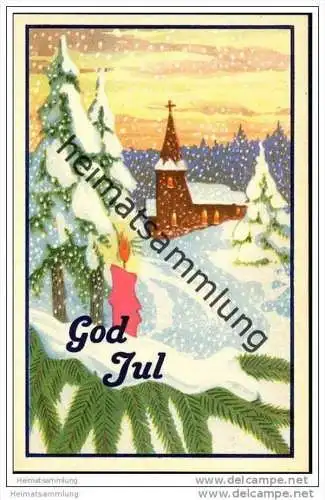 Norwegen God Jul - Weihnachten - Künstlerkarte 40er Jahre