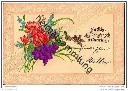 Geburtstag - Blumen - Prägedruck - Blumen - Nelken