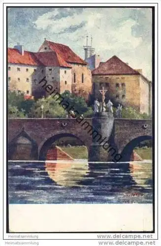 Pisek - Künstlerkarte signiert T. Stelka