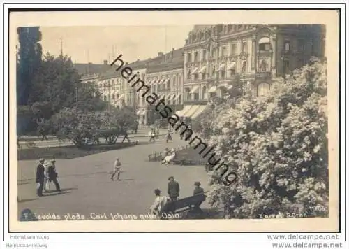 Oslo - Eidsvolds plads - Carl Johans gate - Foto-AK