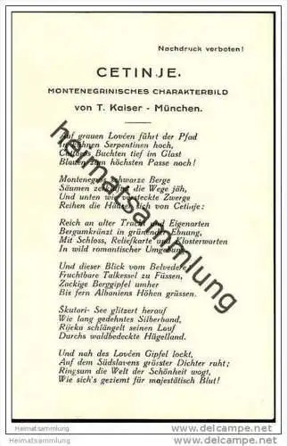 Cetinje - Montenegrinisches Charakterbild - Gedicht von T. Kaiser München