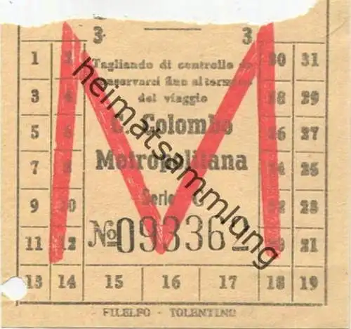 Italien - Stefer - Metropolitana - Fahrschein