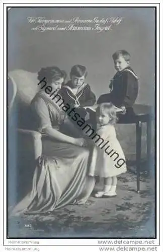 Schweden - Var Kronprinsessa med Prinsessane Gustav Adolf och Sigvard samt Prinsessan Ingrid