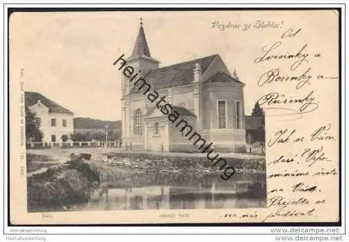 Pozdrav ze Slabsic - Skola - Jubilejni kostel
