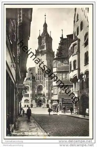 Stuttgart - Blick aufs Rathaus - Foto-AK