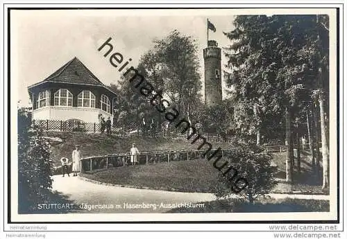 Stuttgart - Jägerhaus - Hasenberg-Aussichtsturm - Foto-AK