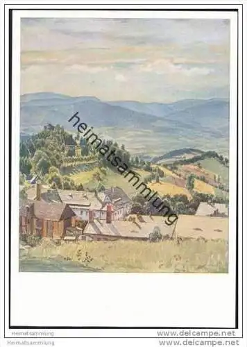 Sudetendeutsches Hilfswerk - Gräfenberg - Blick über das alte Kurhaus - Künstlerkarte signiert Adolf Zdrasila