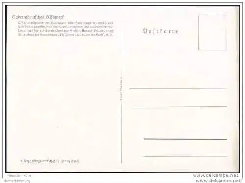 Sudetendeutsches Hilfswerk - Erzgebirgslandschaft - Künstlerkarte signiert Franz Gruss