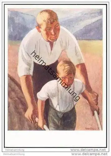 Sudetendeutsches Hilfswerk - Sudetenbauer - Künstlerkarte signiert Paul Gebauer