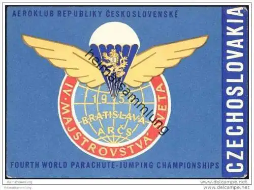 Slowakische Republik - Bratislava - QSL- Funkkarte - OK 2 KGE - Aeroklub - Fourth World Parachute Jumping Championships