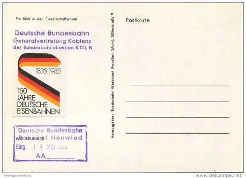 Blick in den Gesellschaftswagen der Deutschen Bundesbahn - Verlag Bundesbahn-Werbeamt Frankfurt 1985