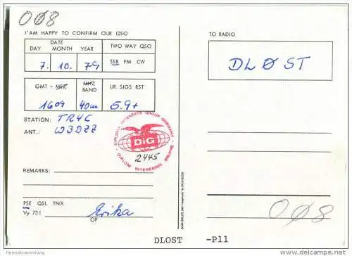QSL - QTH - Funkkarte - DF5DX - Hagen-Hohenlimburg - 1979