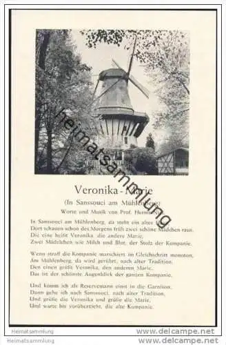 Liederkarte - Veronika-Marie - In Sanssouci am Mühlenberg - Worte und Musik von Prof. Herms Niel