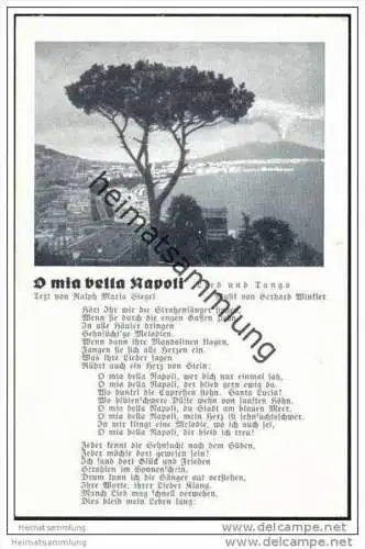 Liederkarte - O mia bella Napoli - Text von Ralph Maria Siegel - Musik von Gerhard Winkler
