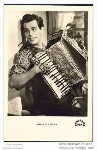 Adrian Hoven mit Schifferklavier - Foto-AK