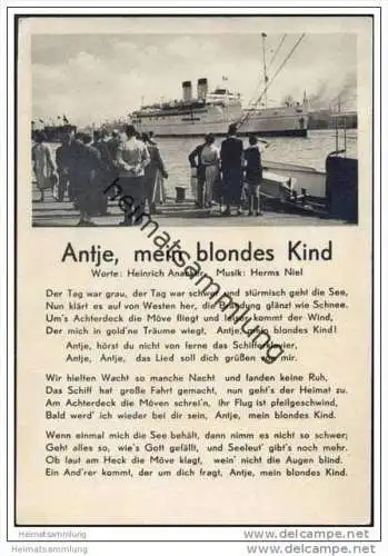 Liederkarte - Antje mein blondes Kind - Worte Heinrich Anacker - Musik Herms Niel