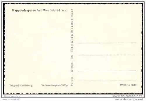 Altenbrak - Rappbode-Talsperre - Foto-Handabzug 1959
