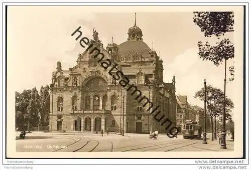 Nürnberg - Opernhaus - Strassenbahn - Foto-AK