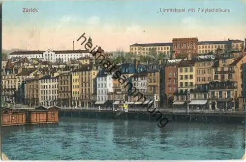 Zürich - Limmatquai mit Polytechnikum - Verlag Rathe-Fehlmann Basel