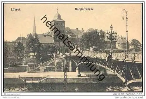 Lübeck - Burgtorbrücke - Strassenbahn - AK  20er Jahre