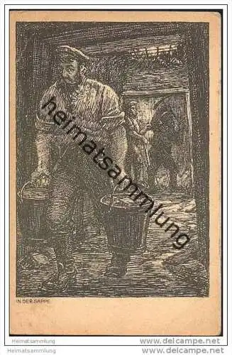 Bergbau - Federzeichnung - In der Sappe - Feldpost