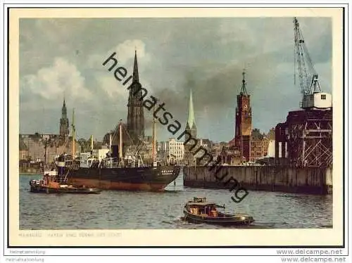 Hamburg - Hafen - Türme der Stadt - Foto-AK Grossformat