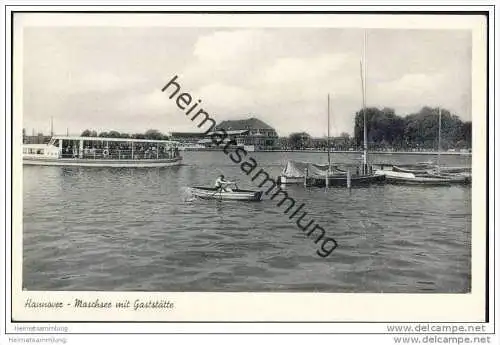 Hannover - Maschsee mit Gasstätte - Foto-AK