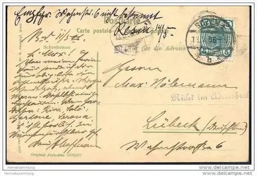 Burg Karneid gegen Bozen - rückseitig Stempel nicht im Adressbuch