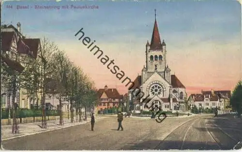 Basel - Steinenring mit Pauluskirche - Verlag Xaver Frey & Co. Basel