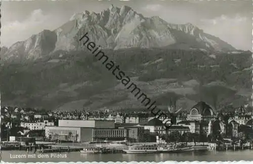 Luzern mit dem Pilatus - Foto-AK 50er Jahre