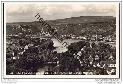 Oberwerth - Pfaffendorf - Ehrenbreitstein - vom Rittersturz - Foto-AK