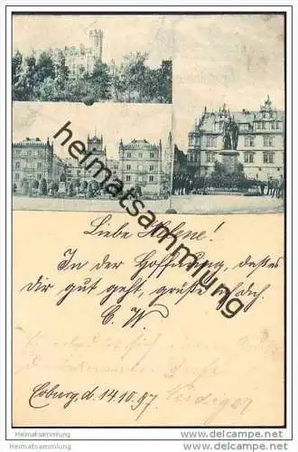 Coburg - Ganzsache - Bild aufgeklebt