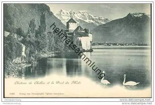 Chateau de Chillon et la Dent du Midi ca. 1900