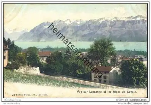 Vue sur Lausanne et les Alpes de Savoie ca. 1910