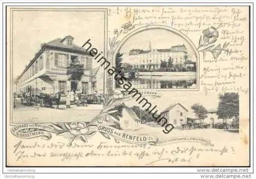 Gruss aus Benfeld - Electricitätswerk und Schlachthaus - Gasthaus und Metzgerei E. Haubtmann